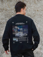 Утеплений оверсайз світшот на флісі з принтом Without Wanted Black