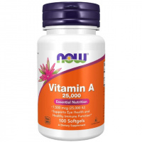 Витамин А, Vitamin A, Now Foods, 25,000 МЕ, 100 желатиновых капсул