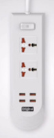Хаб/СЗУ/подовжувач 2 розетки/4USB BKL-08 (2 м)
