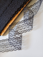 Кружево гипюр двустороннее 4 см чёрное. Цена указана за 1 метр