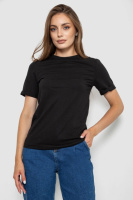 Футболка жіноча однотонна, колір чорний, 238R111-1