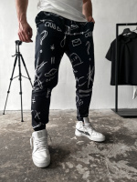 Спортивні штани не утеплені легкі принтовані