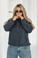 Флісова жіноча кофта на блискавці Jacket« | Норма та батал Графіт, 54-56