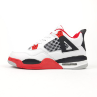 Nike Air Jordan 4 високі білі з чорним та червоним