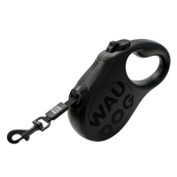 Повідець-рулетка для собак WAUDOG R-leash Monochrome Black, XS, до 12 кг, 3 м, світловідбивна стрічка, чорна
