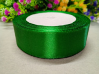 Атласная лента/ 2,5 см/ 23 метра/  зелёный