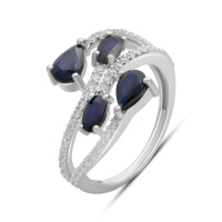 Серебряное кольцо CatalogSilver с натуральным сапфиром 2.333ct, фианитами, вес изделия 2,88 гр (2178866) 17.5 размер