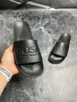 Шлепанцы кожаные мужские HUGO BOSS Black! Брендовые летние тапочки! Натуральная Кожа!