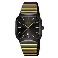 Чоловічий годинник Skmei 9361BKGD Black-Gold з металевим браслетом та відображенням дати