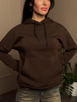 Однотонний батник з капюшоном «Kerry» оптом | Батал Шоколадний, 50-52