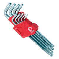 Набір ключів Г-подібних TORX з отвором 9 шт, Т10-Т50, CrV, Big