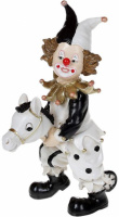 Декоративная статуэтка «Клоун на Лошадке» 16.5см, полистоун, чёрный с белым