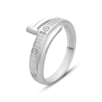 Серебряное кольцо CatalogSilver с фианитами, вес изделия 3,46 гр (2149804) 18 размер