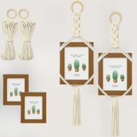 Набор макраме для ручного вязания 2 шт настеных подвязок с рамками для фото и картин размер 11х15 см,белый