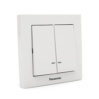 Выключатель Panasonic Karre Plus 55 двухклавишный с подсветкой, белый