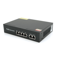 Коммутатор POE 48V с 4 портами POE 100Мбит + 2 порт Ethernet (UP-Link) 100Мбит, корпус – металл, Black, БП вcтроенный, Q20