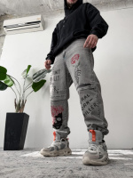 Джинси дтф чоловічі стильні джогери сірого кольори