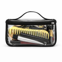 Маленькая прозрачная косметичка-чемоданчик ORGANIZE  17х11х8 см S (черный)