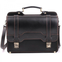 Портфель шкіряний 2 відділення ручна робота чорний (1939512638)