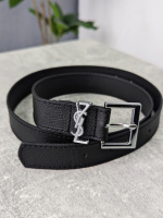 Ремінь жіночий YVES SAINT LAURENT чорний+срібло