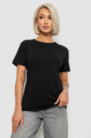 Футболка жіноча однотонна, колір чорний, 204R3333