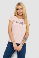 Футболка жіноча з принтом, колір персиковий, 244R2210-5