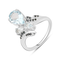 Серебряное кольцо CatalogSilver с натуральным топазом 2.778ct, шпинелью, вес изделия 3,17 гр (2129585) 18 размер
