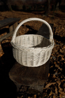 Кошик круглий плетений з натуральної відбіленої лози з ручкою «Болерка» ∅ 32 см для Великодня, пасхальна корзинка