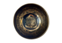 Співаюча чаша ручної роботи Авалокітешвара з Мантрою, Шрі Янтрою і Квіткою життя 15 см