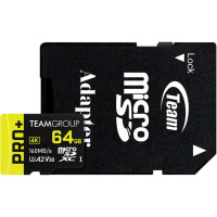 Карта пам'яті Team Pro+ microSDXC 64GB UHS-I/U3 Class 10 (TPPMSDX64GIA2V3003) (Код товару:42220)
