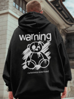 Чоловіче чорне стильне оверсайз худі з трендовим принтом