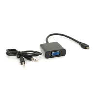 Конвертер micro HDMI (тато) на VGA (мама) 30cm, Black, 4K / 2K, Пакет + Audio