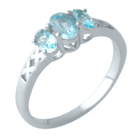 Серебряное кольцо CatalogSilver с аквамарином nano, вес изделия 2,3 гр (1997543) 17.5 размер