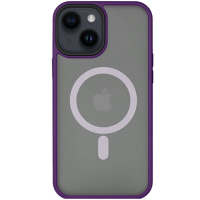 TPU+PC чохол для Apple iPhone 14 (6.1«») - Metal Buttons with MagSafe Темно-фіолетовий - купити в SmartEra.ua