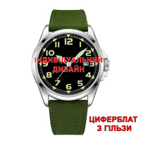 Чоловічий механічний годинник Awarder 040 Army Green-Silver Гільза з сапфіровим склом та автопідзаводом