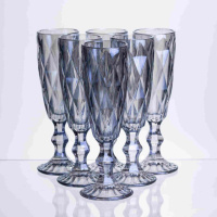 Набір келихів для шампанського Diamond Blue 6 штук по 180 мл HP-19-274 прозорий келих для напоїв лимонадів газованки