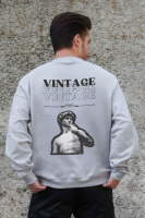 Утеплений оверсайз світшот на флісі з принтом Without Vintage Gray