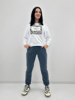 Трикотажний спортивний костюм з принтом «Condor» оптом | Батал | Розпродаж моделі Білий +ографіт, 50-52