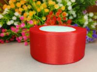 Атласная лента 4 см \ 23 м \ Цвет красный