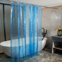 Шторка для душа и ванной комнаты с 3 магнитами-утяжелителями, цвет прозрачно-голубой 3D-принт