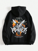 Худі чорне з ДТФ (оверсайз) | 66-456