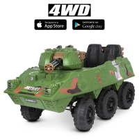 Дитячий електромобіль Танк на радіокеруванні зі світловими ефектами і музикою Bambi M 4862BR-5 Зелений