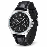 Жіночий годинник Casio LTP-V300L-1A у класичному стилі з чорним шкіряним ремінцем та мінеральним склом