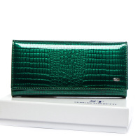 PODIUM Кошелек LR Женский кожа-лак SERGIO TORRETTI W1-V-2 dark-green