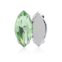 Страз (стекло)  в металлической оправе. Размер - 6×12 мм. Цвет - салатовый