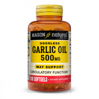 Чесночное масло 500 мг, Garlic Oil, Mason Natural, 100 гелевых капсул