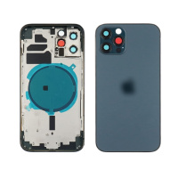 Корпус для Apple iPhone 12 Pro Blue (синий) с задним стеклом, рамкой и стеклом камеры