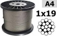 Трос нержавеющий 4,0 мм DIN 3053 (1х19)