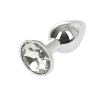 Металева анальна пробка з прозорим кристалом S «Metallic Buttplug Small Silver» від Passion Labs