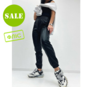 Штани з екошкіри на флісі «Calvin» оптом | Норма | Розпродаж моделі